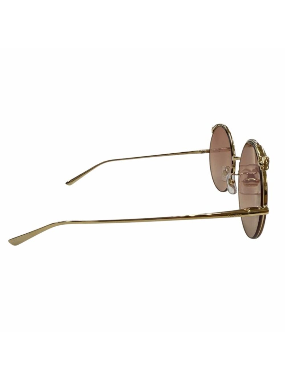Cartier Panthere Round Half Rim Sunglasses Gold 60 20 Demo Lens Eyewear - Picture 5 of 12